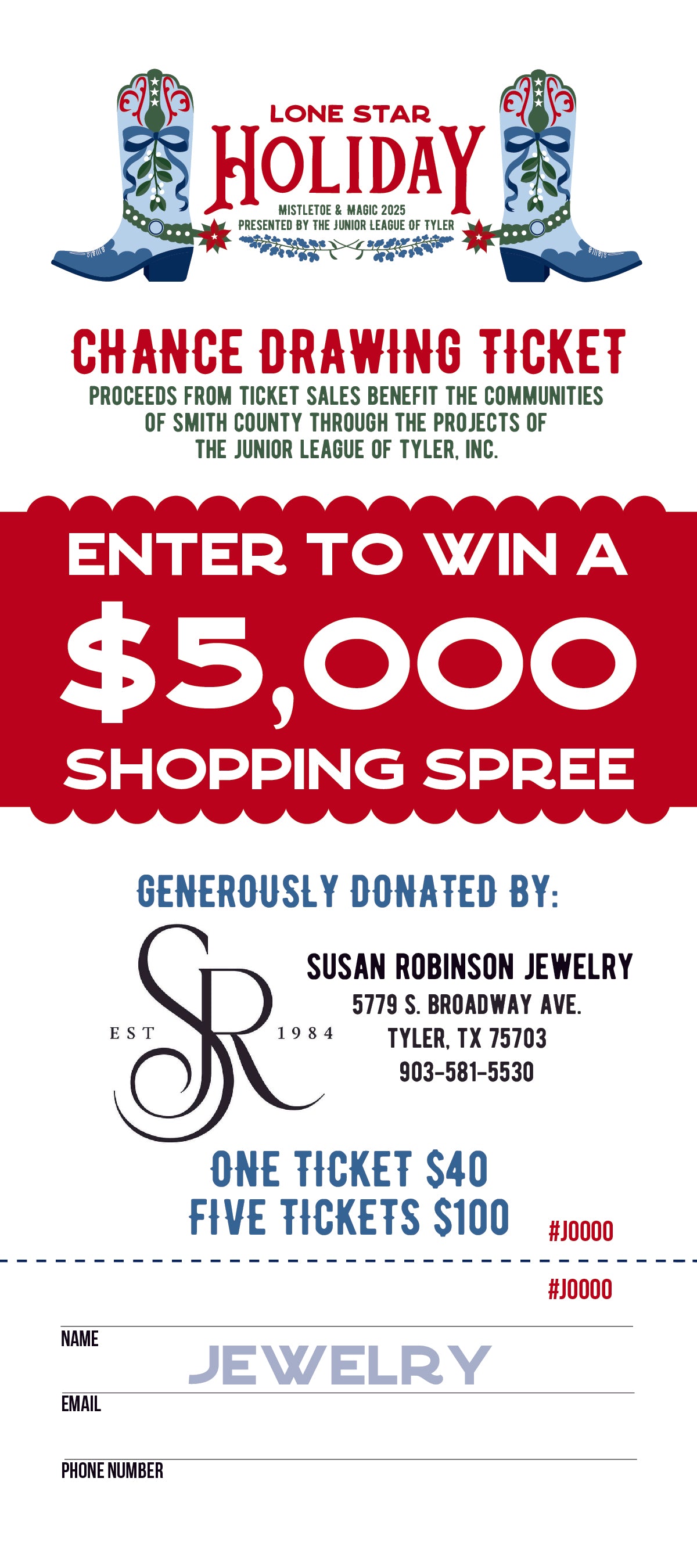 Chance Drawing Ticket - Susan Robinson $5,000 Shopping Spree