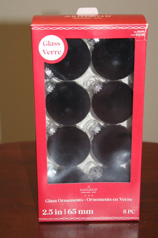 8-Count black glass 2.5" ornament balls