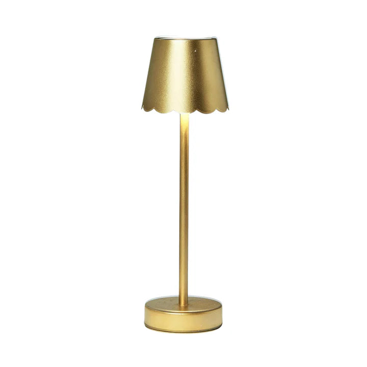 LED Cordless Table Lamp with Scalloped Edge Shade, Gold