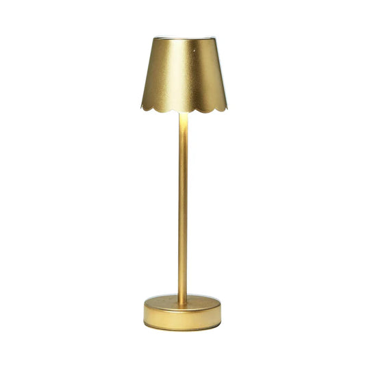 LED Cordless Table Lamp with Scalloped Edge Shade, Gold