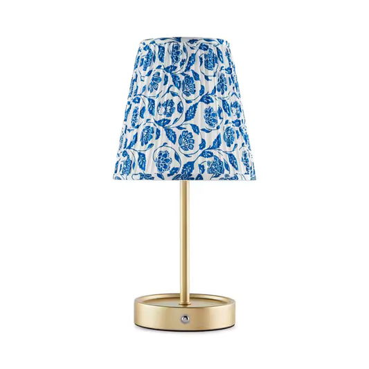 Rechargeable Decorative Lamp w. Blue & White Floral Shade