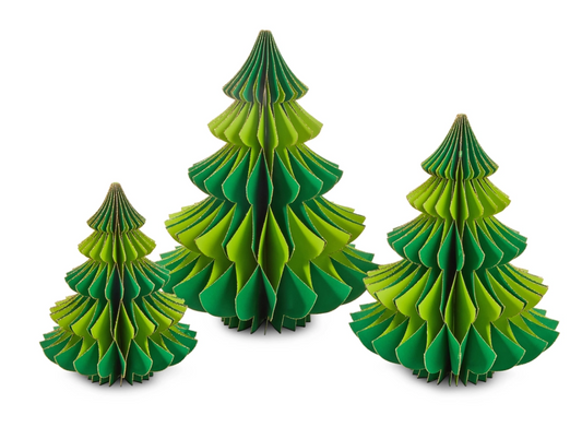 Green Dual Color Retro Honeycomb Tree, Set of 3