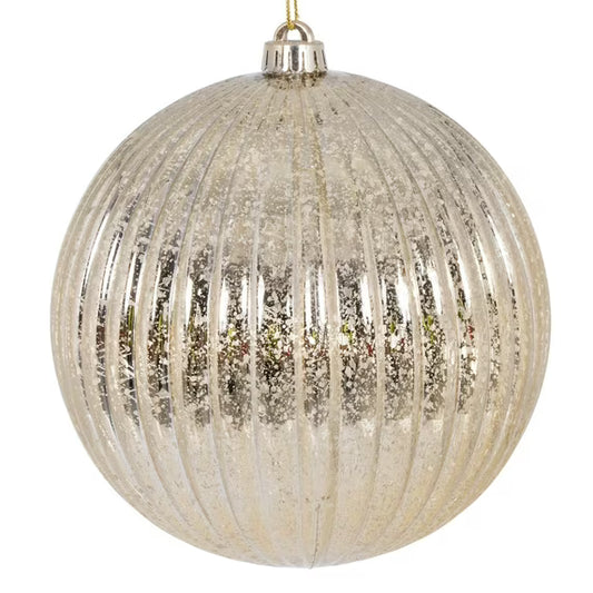 6" Champagne Shiny Lined Mercury Ball Ornament