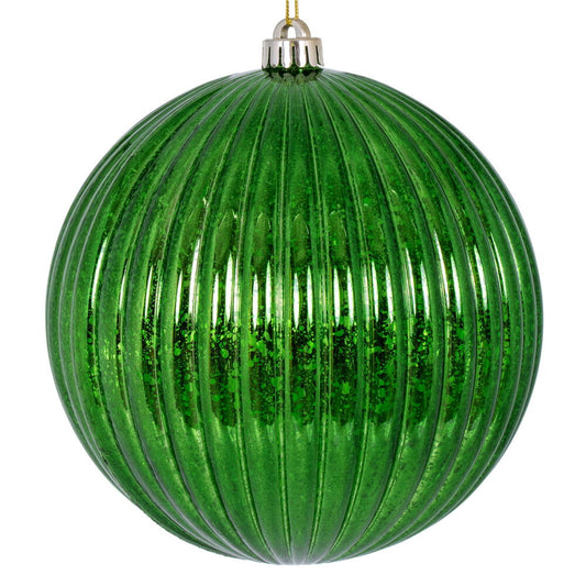 6" Emerald Shiny Lined Mercury Ball Ornament